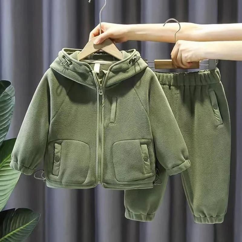Children's Polar Fleece Hoodie Jacket Autumn Girl Long Sleeve Warm Boy Suit 2-10 Years Old Jacket Boys Clothes Sweater Top Pants