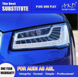 AKD Head Lamp for Audi A8 A8L LED Headlight 2011-2017 Headlights A8 DRL Turn Signal High Beam Angel Eye Projector Lens