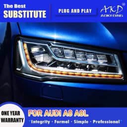AKD Head Lamp for Audi A8 A8L LED Headlight 2011-2017 Headlights A8 DRL Turn Signal High Beam Angel Eye Projector Lens