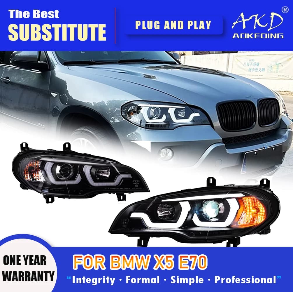 AKD Head Lamp for BMW E70 X5 LED Headlight 2007-2013 Headlights X5 DRL Turn Signal High Beam Angel Eye Projector Lens
