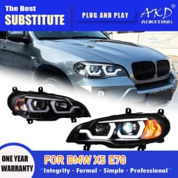AKD Head Lamp for BMW E70 X5 LED Headlight 2007-2013 Headlights X5 DRL Turn Signal High Beam Angel Eye Projector Lens