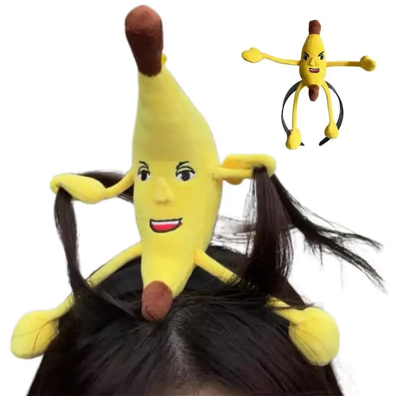 Banana Headband For Women Yellow Banana Headdress Cute Headwear For Cosplay Gathering Photo Props Dress Up Hat Costume Accessory