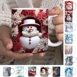 Creative 3D Christmas Ceramic Mug Unique Space Design Snowman Santa Coffee Cup Tea Milk Mug Christmas Gifts For Kids Adults