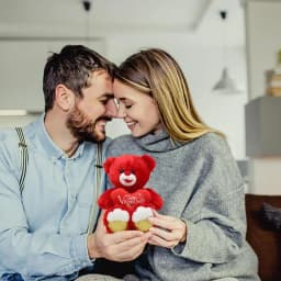 Cute Bear Plushies Bear Toy Stuffed Animal With Red Heart Valentine's Day Decor Gifts For Wife Girlfriend For Living Room