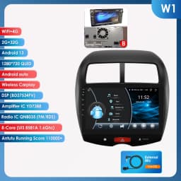 Hizpo Car Radio for Mitsubishi ASX 1 2010 - 2018 Multimedia Video Player Navi GPS 2din Android 13 CarPlay Autoradio BT 8GB+128GB
