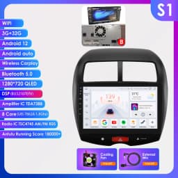 Hizpo Car Radio for Mitsubishi ASX 1 2010 - 2018 Multimedia Video Player Navi GPS 2din Android 13 CarPlay Autoradio BT 8GB+128GB