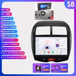 Hizpo Car Radio for Mitsubishi ASX 1 2010 - 2018 Multimedia Video Player Navi GPS 2din Android 13 CarPlay Autoradio BT 8GB+128GB