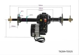 TDPRO 760mm Rear Axle Kit Wheels 72V 1500W/48V 1000W Electric Differential Motor GoKart ATV Quad