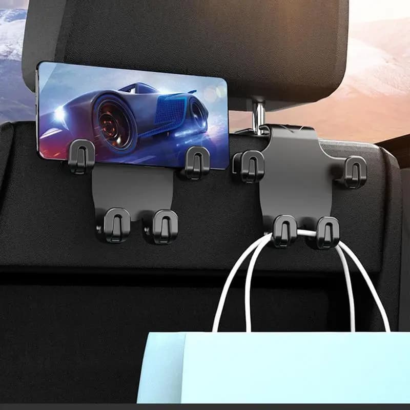 Car Seat Hanger 4 In 1 Car Headrest Hanger Backseat Hanger For Purse Grocery Bag Car Interior Accessories Car Storage Organizer