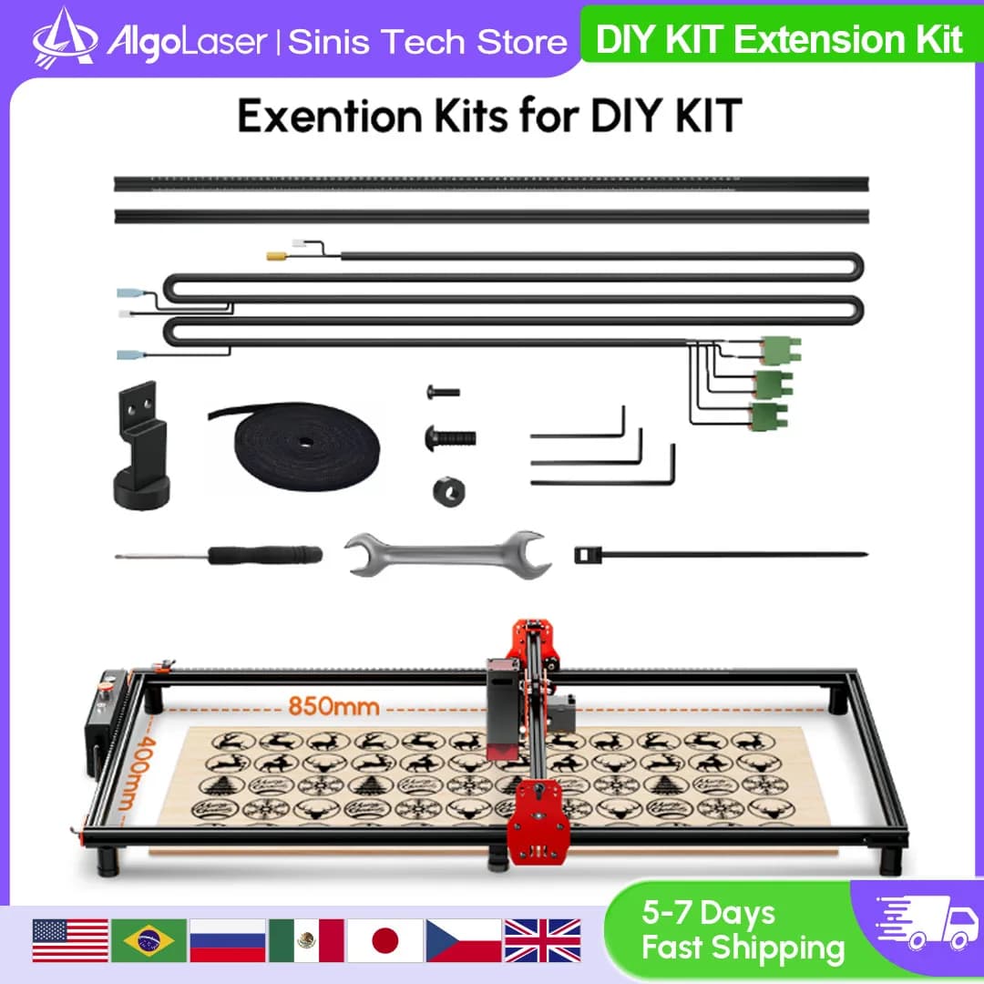 AlgoLaser DIY KIT Y-axis Extension Kit Expand Larger Working Area 85x40CM For DIY KIT Engraver Cutter Machine Upgrade Parts Rail
