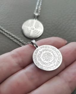 Ayatul Kursi Four Qul Necklace Unique Two Sided Surah Pendant 18k Gold Islamic Jewelry Eid Gift for Women