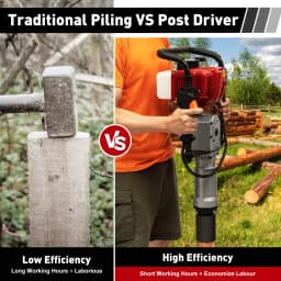 52CC Pile Driver 1900W 2 Stroke Post Driver Petrol Garden Fencing Tool Machine 55-70mm Sleeve