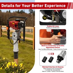 52CC Pile Driver 1900W 2 Stroke Post Driver Petrol Garden Fencing Tool Machine 55-70mm Sleeve
