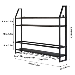 Wall Mounted Iron Wine Rack Bottle Champagne Glass Holder Shelves Bar Home Party Light and Strong Durable Unique Design Decor