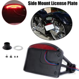 Universal Motorcycle License Plate LED Tail Light Horizontal Side Mount Bracket Holder For Harley Bobber Chopper Custom Touring