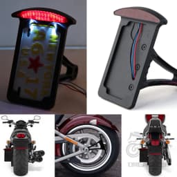 Universal Motorcycle License Plate LED Tail Light Horizontal Side Mount Bracket Holder For Harley Bobber Chopper Custom Touring