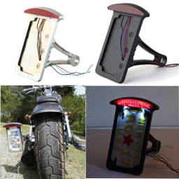 Universal Motorcycle License Plate LED Tail Light Horizontal Side Mount Bracket Holder For Harley Bobber Chopper Custom Touring