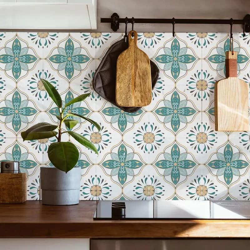 Tile Stickers Set Retro Multifunctional Tile Decals 10PCS Decorative Ceramic Tiles Stickers Colorful Artistic Tile Decals For