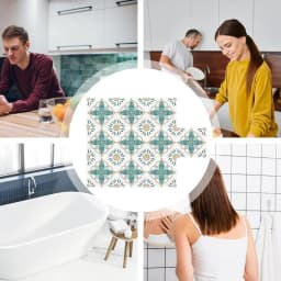 Tile Stickers Set Retro Multifunctional Tile Decals 10PCS Decorative Ceramic Tiles Stickers Colorful Artistic Tile Decals For
