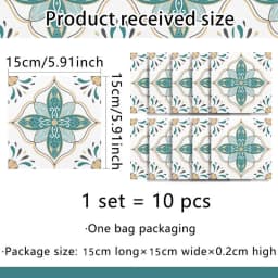Tile Stickers Set Retro Multifunctional Tile Decals 10PCS Decorative Ceramic Tiles Stickers Colorful Artistic Tile Decals For