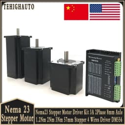 Nema23 Stepper Motor DM556 Driver Kit 3A Motor 1.2Nm 2Nm 3Nm CNC 57 Stepper Motor 56mm/76mm/112mm for CNC Router 3D Printer