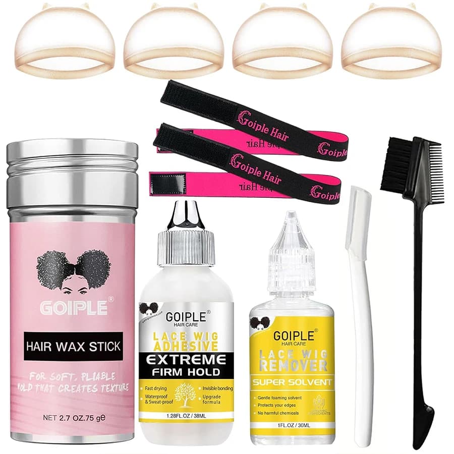 Goiple Hair Wax Stick for Slick Flyaways Control Frizz Lace Front Adhesive Glue for Wigs Bond with Tools