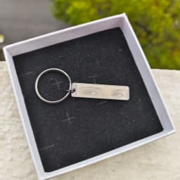 GoldButterly Customized Eyes Photo Couple Key Chain Laser Engraved Eyes Photo Key Chain Stainless Steel Jewelry Gifts for Lover
