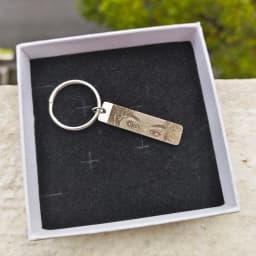 GoldButterly Customized Eyes Photo Couple Key Chain Laser Engraved Eyes Photo Key Chain Stainless Steel Jewelry Gifts for Lover