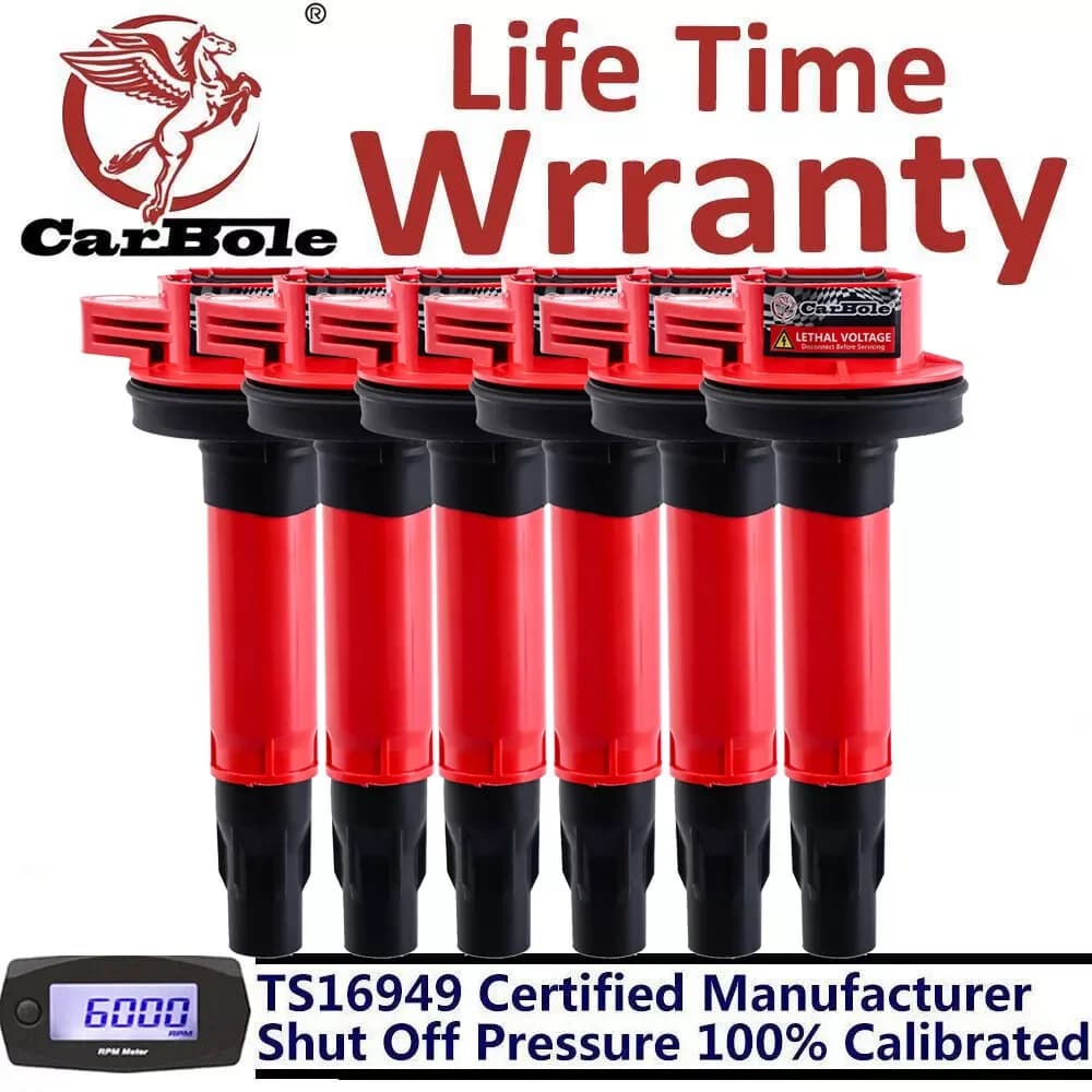 Carbole Set of 6 Ignition Coils for Ford Edge Flex Lincoln Mazda CX-9 3.7L 3.5L V6 UF553