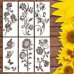 Large Stencils For Garden Fence 6PCS Reusable Flower Templates Painting Stencils For Wall Drawing Templates Art Crafts For Fence