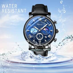 Men's quartz watch Leather strap waterproof watch Van Gogh Starry Sky decorated dial Chronograph Stopwatch Calendar available
