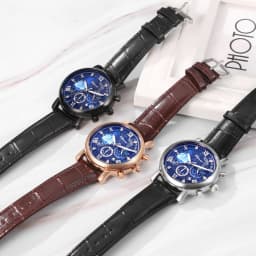 Men's quartz watch Leather strap waterproof watch Van Gogh Starry Sky decorated dial Chronograph Stopwatch Calendar available