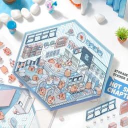 Miniature House Sticker Kit 3D Effect Stress Relief Stickers Cabin Scene Decals Hand Account Stickers Cartoon Scene Landscaping