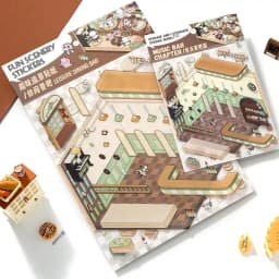 Miniature House Sticker Kit 3D Effect Stress Relief Stickers Cabin Scene Decals Hand Account Stickers Cartoon Scene Landscaping