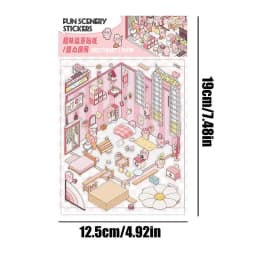 Miniature House Sticker Kit 3D Effect Stress Relief Stickers Cabin Scene Decals Hand Account Stickers Cartoon Scene Landscaping