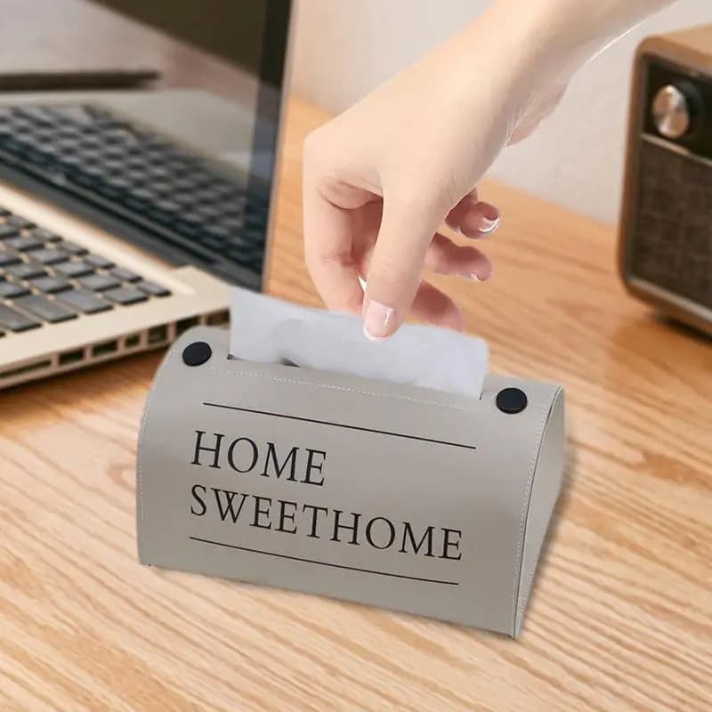 Tissue Box Holder Dustproof PU Leather Tissue Holder Dispenser Decorative Space Saving Multifunctional Tissue Box Napkin Holder
