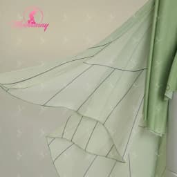 Mobbunny Women's Magic Elf Medieval Green Fairy Lingerie Dress Green Ruffle Elegant Bodysuit and Necklace with Stockings