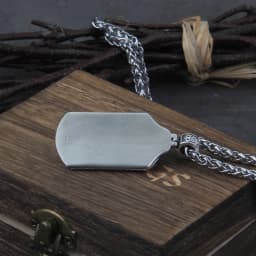 Real 925 Sterling Silver Odin Photo frame with chain and Viking wooden box as gift