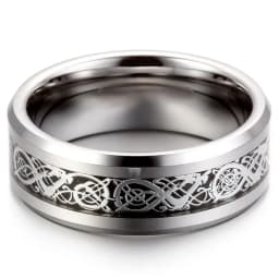 BONISKISS 8mm Men's Ring Celtics Dragon Tungsten Carbide Ring Anniversary/Engagement/Wedding Band Ring Comfort Fit Size 5-16