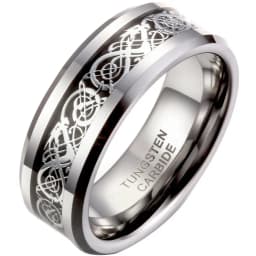 BONISKISS 8mm Men's Ring Celtics Dragon Tungsten Carbide Ring Anniversary/Engagement/Wedding Band Ring Comfort Fit Size 5-16