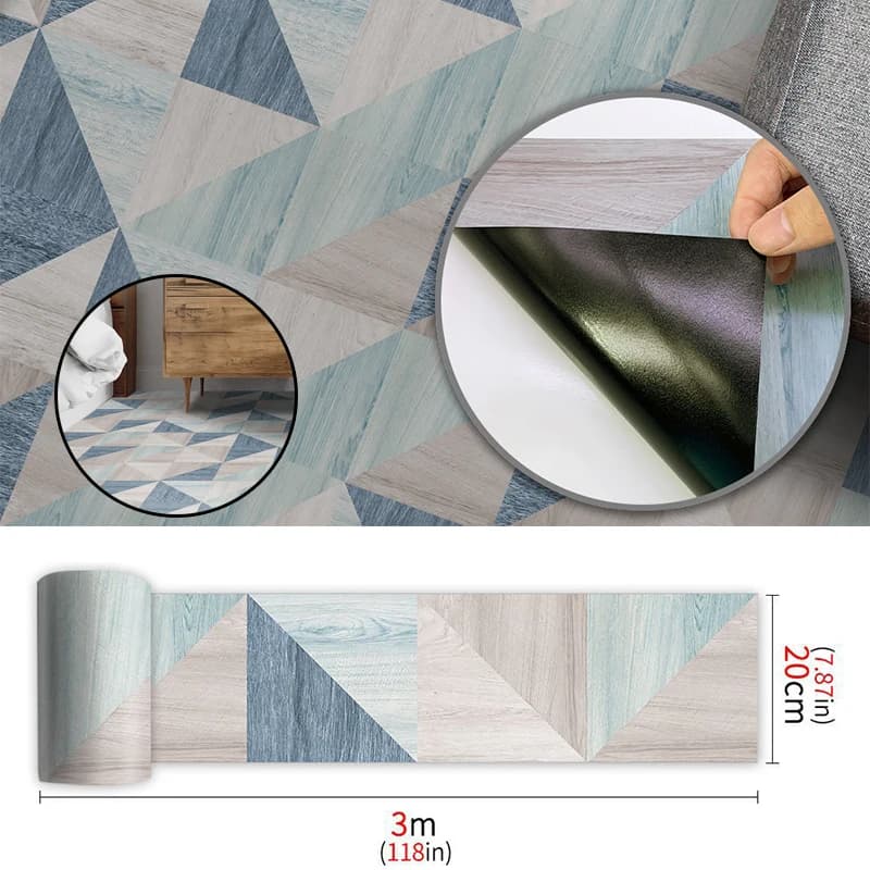 Waterproof PVC Wall Stickers Self Adhesive Wallpaper Kitchen Wardrobe Cabinet Furniture Door Floor Renovation Home Floor Decor