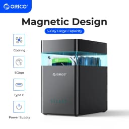 ORICO DS Series 5 Bay 3.5'' Type-C Hard Drive Enclosure Magnetic-type SATA3.0 HDD Case 12V6.5A for Altcoins Mining