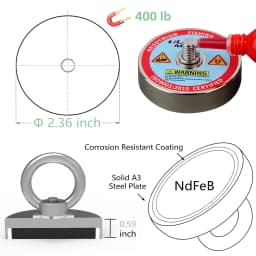 400lbs Strong Fishing Magnet Kit  Rare Earch 20M Rope Underwanter Metal Ring Neodymium Magnetic