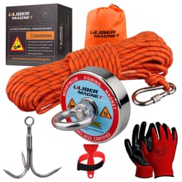 400lbs Strong Fishing Magnet Kit  Rare Earch 20M Rope Underwanter Metal Ring Neodymium Magnetic
