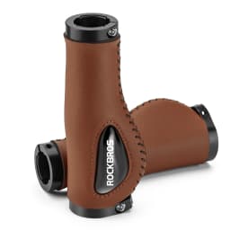 ROCKBROS Bicycle Grips Ultralight Aluminum Alloy Leather Handlebar Comfortable Shock-Absorbing Soft Grips Road Bike Accessories