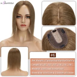 S-noilite 10x12cm Hair Toppers 3.5x9cm Silk Base Natural Hair Wig 100% Human Hair For Women Hairpiece Clip In Hair Extensions