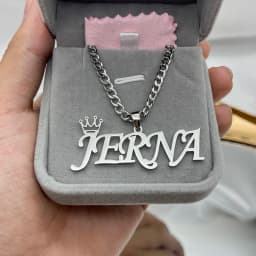 Custom Name Necklace Cuban Chain Pendant Necklace Custom Stainless Steel Crown Necklace Personalized Silver Jewelry Women