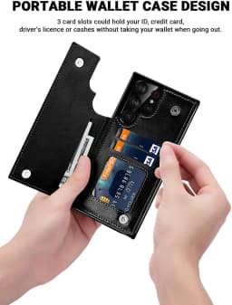 for Samsung Galaxy S22 Ultra Cover Wallet Case ID Credit Card Slot Holder Cash Pocket Sleeve PU Leather Magnetic Closure Case