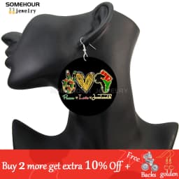 SOMEHOUR Freeish Since 1865 Juneteenth Art Print Wooden Drop Earrings For Women Young Black Independence Day Wood Loops Dangle