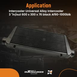 Cooling Tube & Fin Intercooler 600 X 300 X 76mm 3 inch Outlet Universal Black